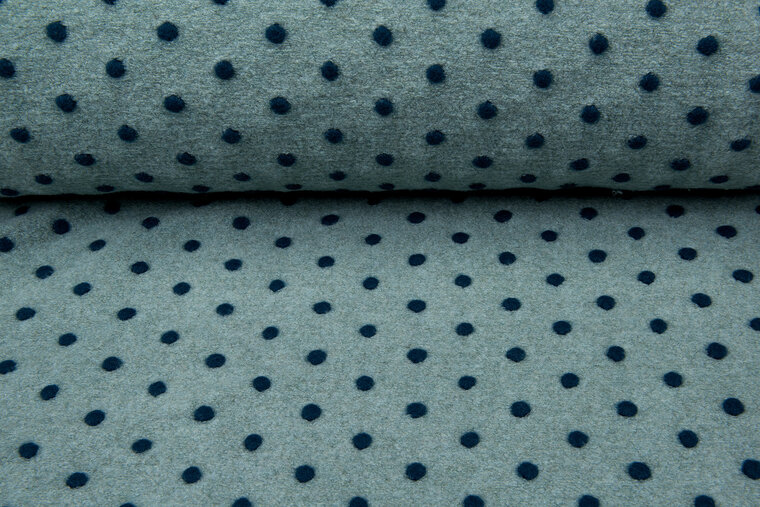 Boiled wool fluffy small dots mint-donkermint