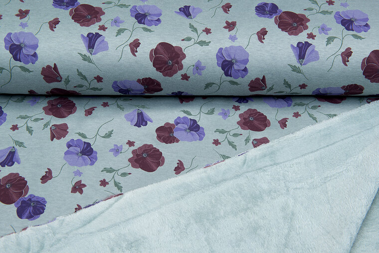 Alpenfleece bedrukt flowers mint