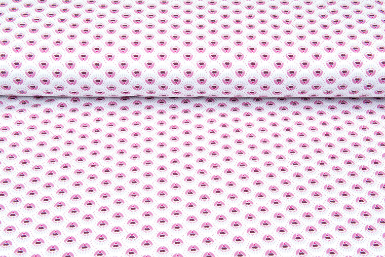 Katoenen Tricot bedrukt calyx pastel roze