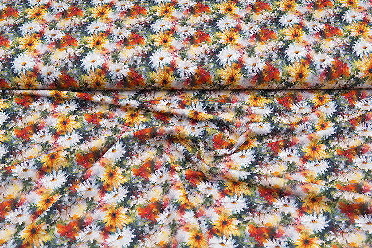 Katoenen Tricot bedrukt digitaal multicolor flower 1