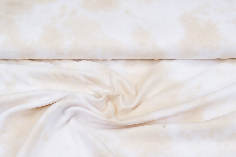 Katoenen mousseline bedrukt tie dye ecru-zand