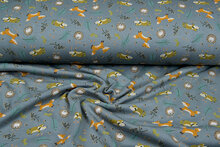 Alpenfleece bedruckt fox &amp; friends dunkelmint