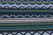 French Terry bedrukt ikat stripes donkerblauw