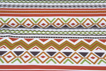 French Terry bedrukt ikat stripes terra