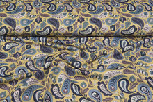 French Terry bedrukt paisley pastelgeel