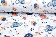 Wellness fleece bedrukt space planets wit