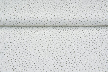 Katoenen Tricot bedrukt dots off-white donkermint