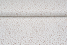 Katoenen Tricot bedrukt dots off-white roest