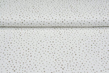 Katoenen Tricot bedrukt dots off-white taupe