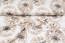 Katoenen Tricot bedrukt digitaal big flowers wit-beige