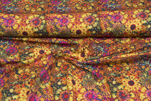 Katoenen Tricot bedrukt digitaal retro flower multicolor