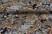 Viscose bedrukt bohemian paisley poplin stretch zwart