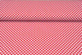 Katoenen Tricot bedrukt squares 1cm rood-wit