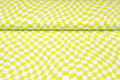 Katoenen Tricot bedrukt graphic squares limegroen