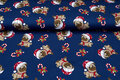 French Terry bedrukt christmas puppy donkerblauw